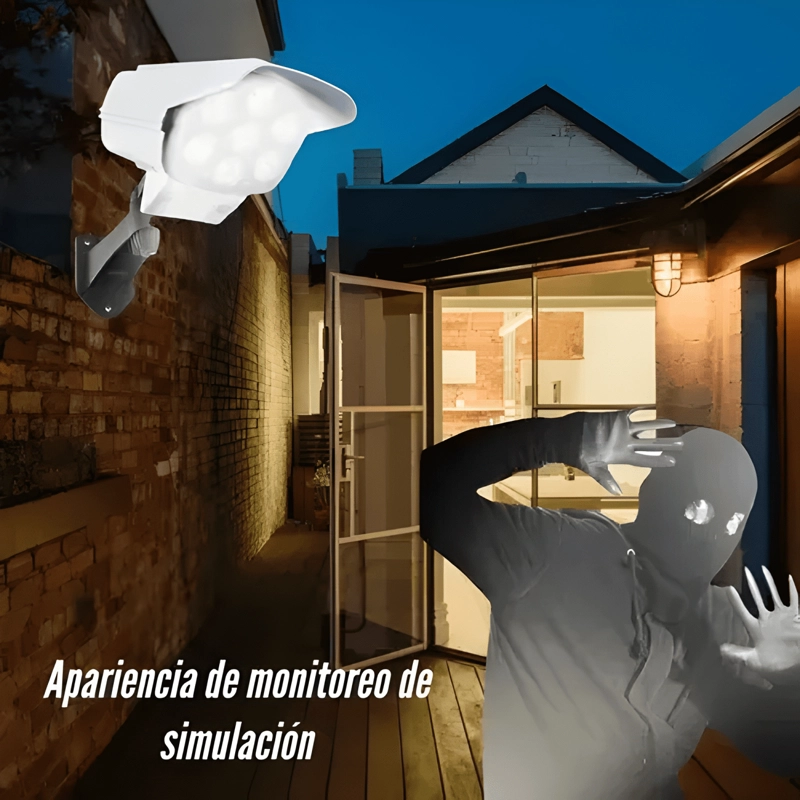 PACK X2 CAMARA SEGURIDAD SOLAR FALSA SENSOR MOVIMIENTOS FOCO - 1