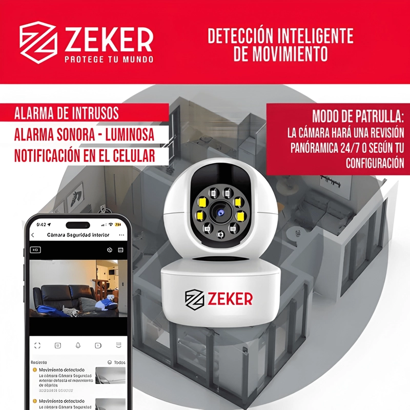 PACK X2 CAMARA DE SEGURIDAD INTERIOR WIFI IP ZEKER SE BLANCO - 2