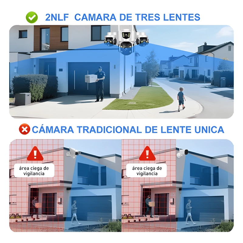2NLF® CAMARA DE SEGURIDAD EXTERIOR IP WIFI 360 TRIPLE LENTE - 1