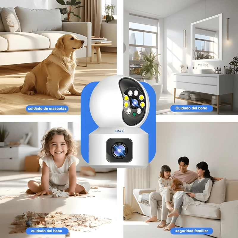 2NLF® CAMARA DE SEGURIDAD DOBLE PANTALLA WIFI IP 360 BLANCO - 4