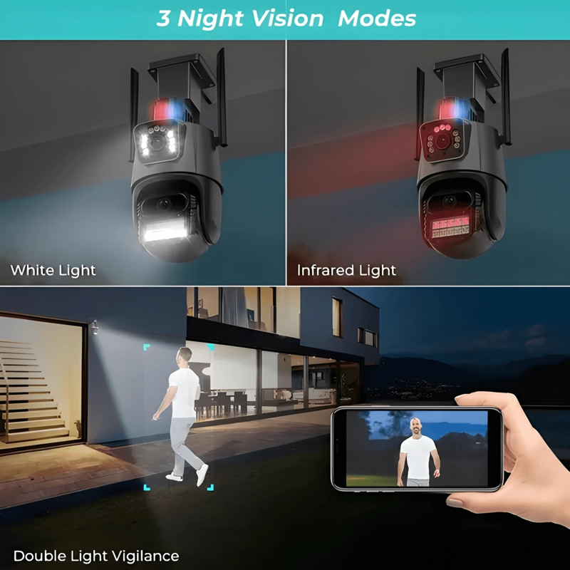 CAMARA DE SEGURIDAD VIGILANCIA DUAL VISION WIFI IP NEGRO - 2