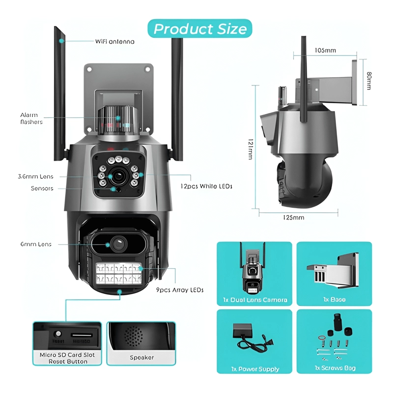 CAMARA DE SEGURIDAD VIGILANCIA DUAL VISION WIFI IP NEGRO - 3