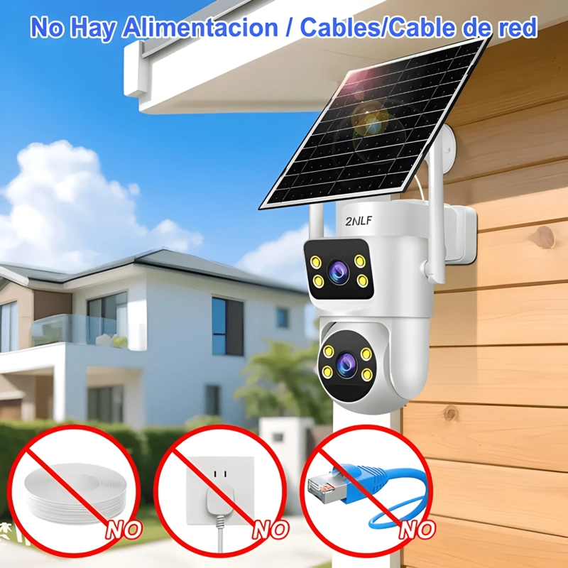2NLF® 10MP SOLAR CAMARA DE SEGURIDAD WIFI EXTERIOR DOBLE 360 - 1