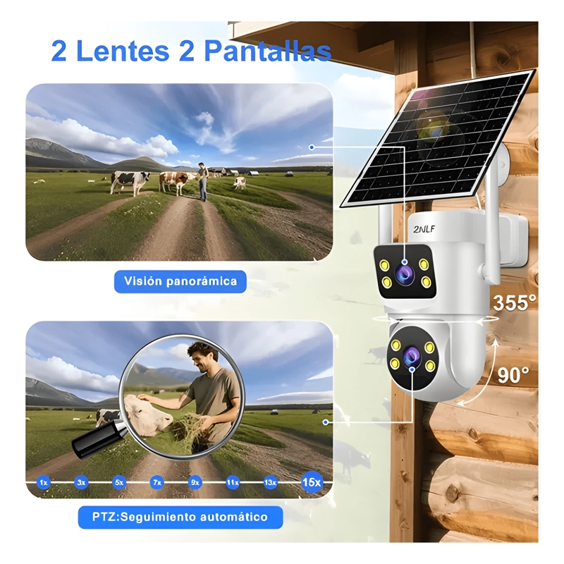 2NLF® 10MP SOLAR CAMARA DE SEGURIDAD WIFI EXTERIOR DOBLE 360 - 4
