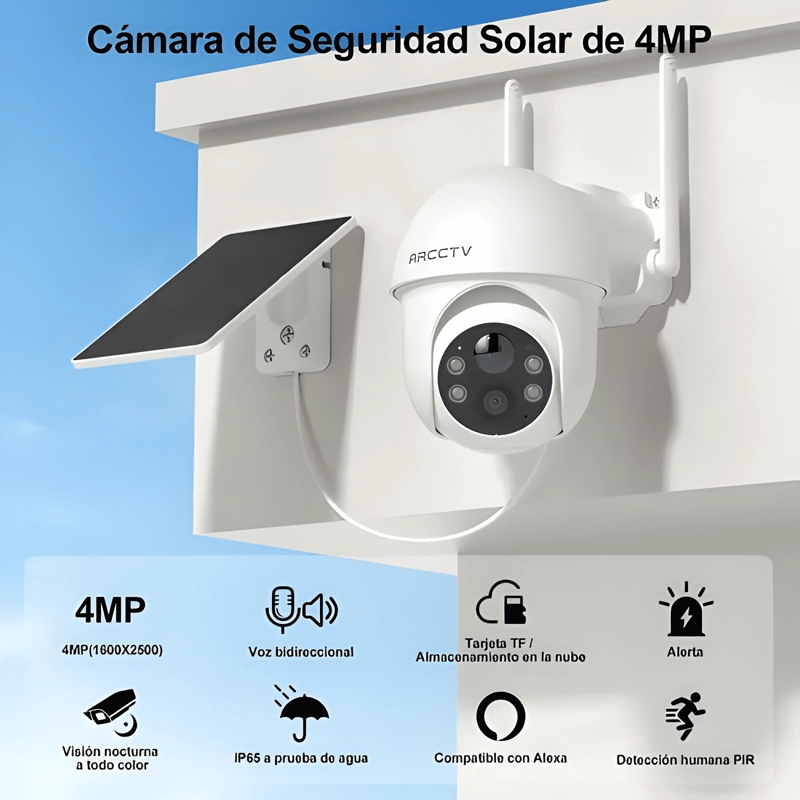 ARCCTV CAMARA SEGURIDAD SOLAR EXTERIOR 4MP 5G WIFI 360° - 1