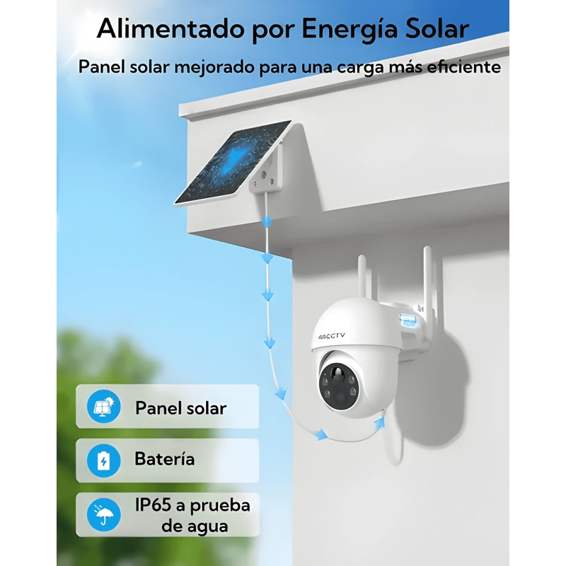 ARCCTV CAMARA SEGURIDAD SOLAR EXTERIOR 4MP 5G WIFI 360° - 2
