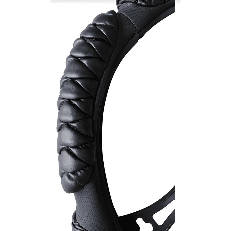 FUNDA CUBRE VOLANTE ACOLCHADO AUTO ECO CUERO NEGRO - 2