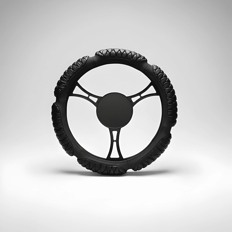 FUNDA CUBRE VOLANTE ACOLCHADO AUTO ECO CUERO NEGRO - 4