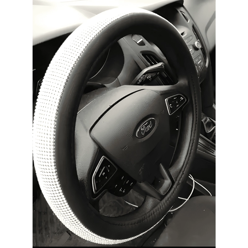 FUNDA CUBRE VOLANTE CON BRILLOS TIPO DIAMANTE AUTO/ CAMIONET - 1