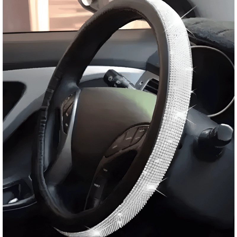 FUNDA CUBRE VOLANTE CON BRILLOS TIPO DIAMANTE AUTO/ CAMIONET - 4