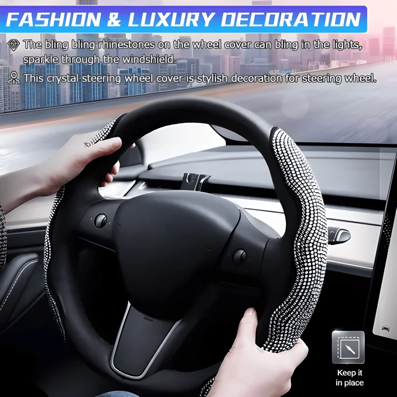 FUNDA CUBRE VOLANTE DIAMANTE ACCESORIO AUTO - 3