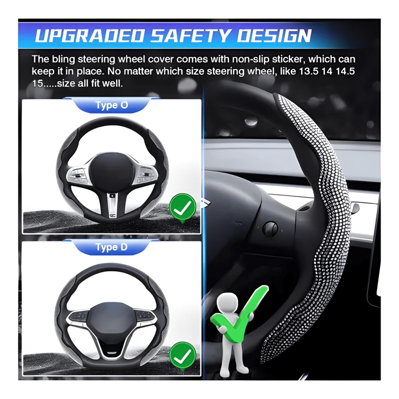 FUNDA CUBRE VOLANTES ACCESORIOS AUTO DIAMANTE REDONDO LITE - 2