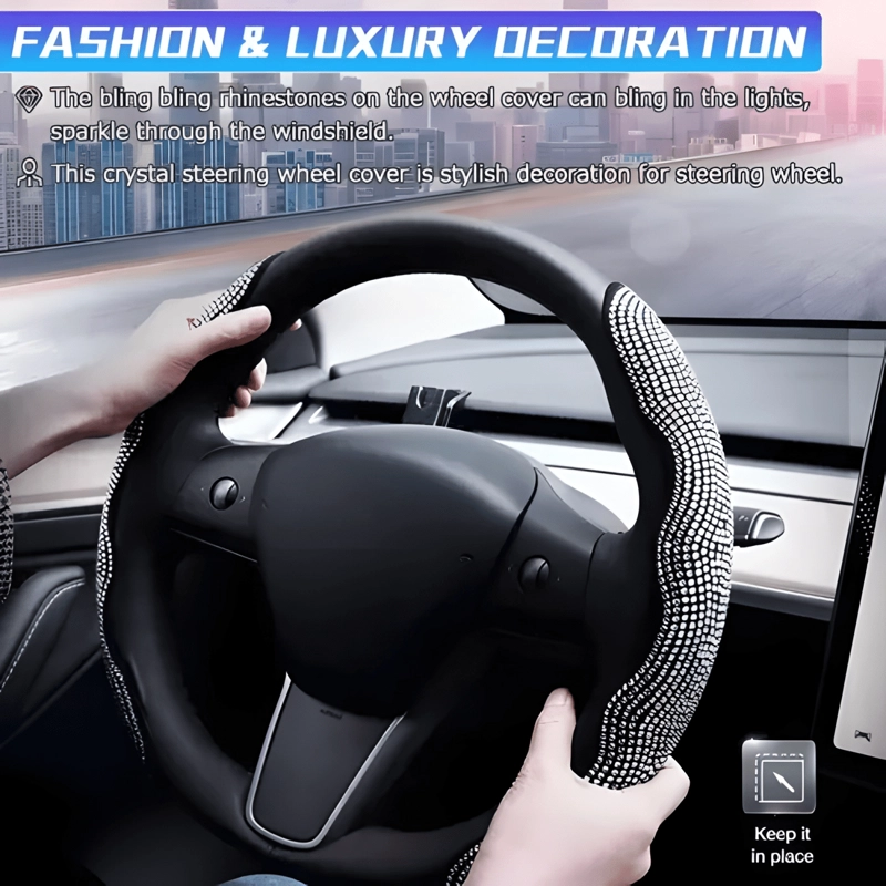 FUNDA CUBRE VOLANTES ACCESORIOS AUTO DIAMANTE REDONDO LITE - 3