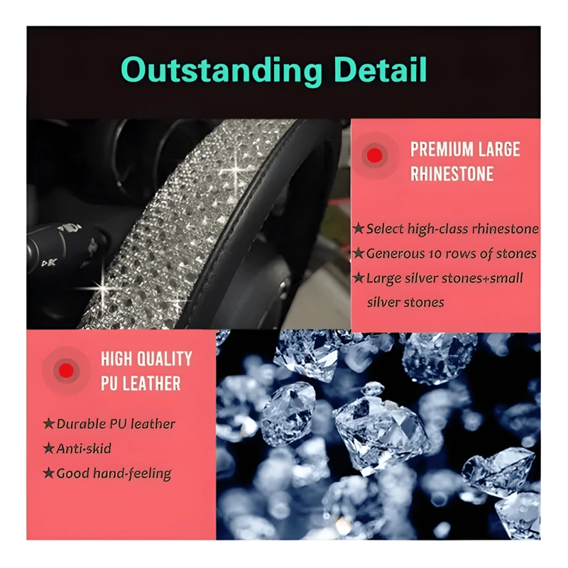 FUNDA CUBRE VOLANTES ACCESORIOS PARA AUTO DIAMANTE REDONDO - 4