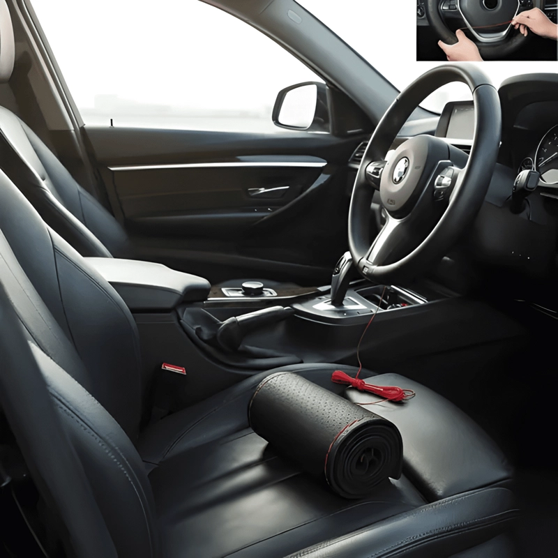 FUNDA CUBRE VOLANTE COSIDO ANTIRRESBALANTE PARA AUTO LITE - 3