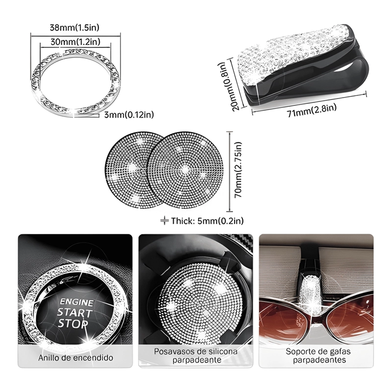 FUNDA DE VOLANTE CON ACCESORIOS DE MUJER PARA AUTO, 19 PZAS - 2