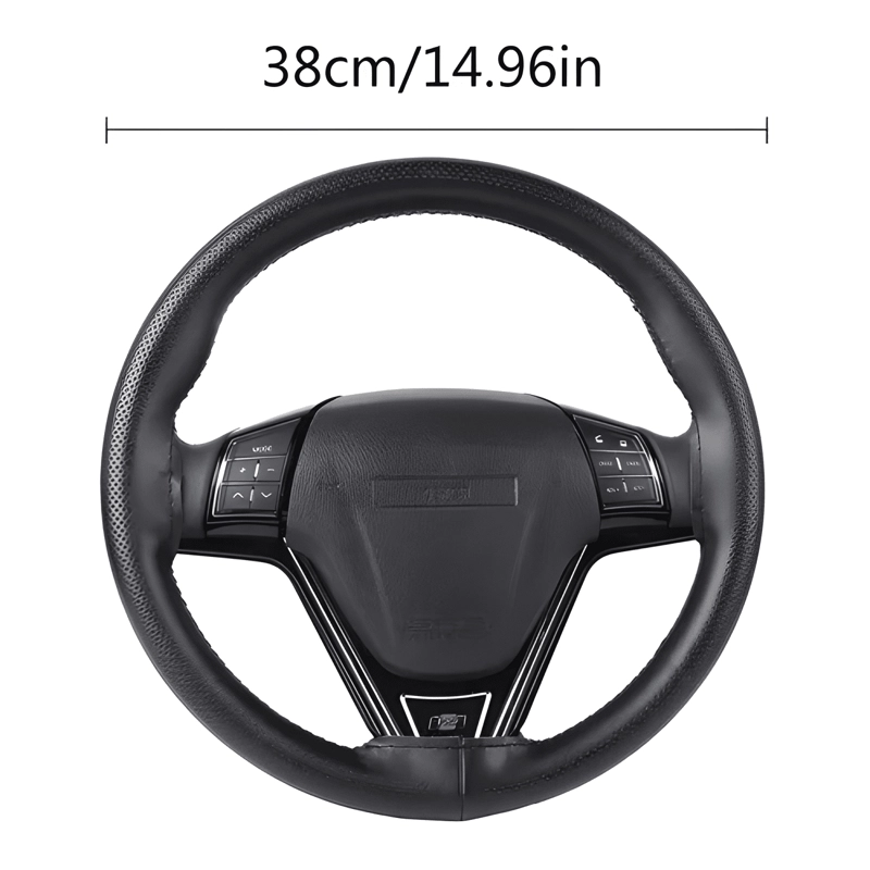 FUNDA CUBRE VOLANTE COSIDO ANTIDESLIZANTE ECOCUERO PARA AUTO - 1