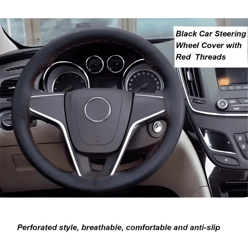 FUNDA CUBRE VOLANTE COSIDO ANTIRRESBALANTE PARA AUTO - 1