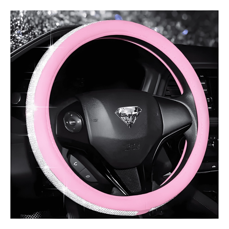 FUNDA CUBRE VOLANTES ACCESORIOS AUTO DIAMANTE REDONDO LUXURY - 3