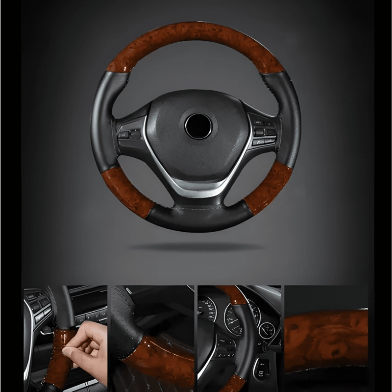 FUNDA CUBRE VOLANTE COSIDO ANTIRRESBALANTE PARA AUTO LUXURY - 2