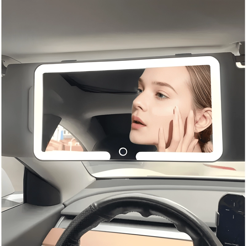 ESPEJO DE MAQUILLAJE DE VISERA DE COCHE CON 3 MODOS LUZ ULTR - 1