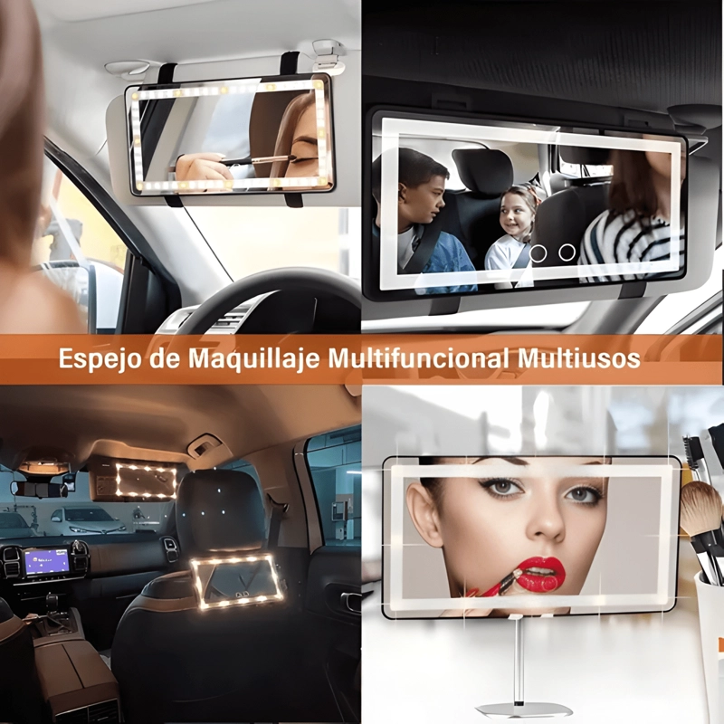 ESPEJO DE MAQUILLAJE CON 3 MODOS LUZ LED DE VISERA DE COCHE - 3