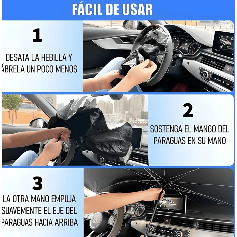 QUITASOL PARASOL PARABRISAS AUTO TIPO SOMBRILLA CUBRE MAX - 4