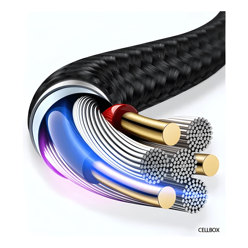 CABLE USB TIPO C A LIGHT-NING 90° CELLBOX GAMER CARGA - 3