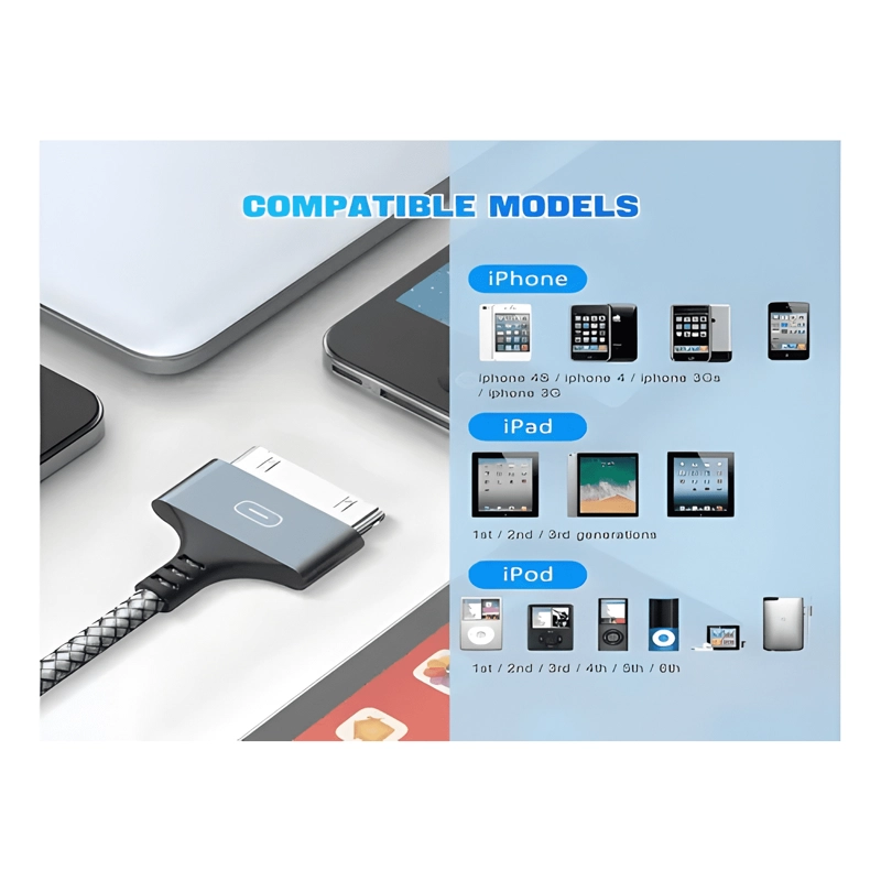 CABLE COMPATIBLE CON IPHONE 4S 4 IPAD 1 2 3 IPOD TRENSADO - 4
