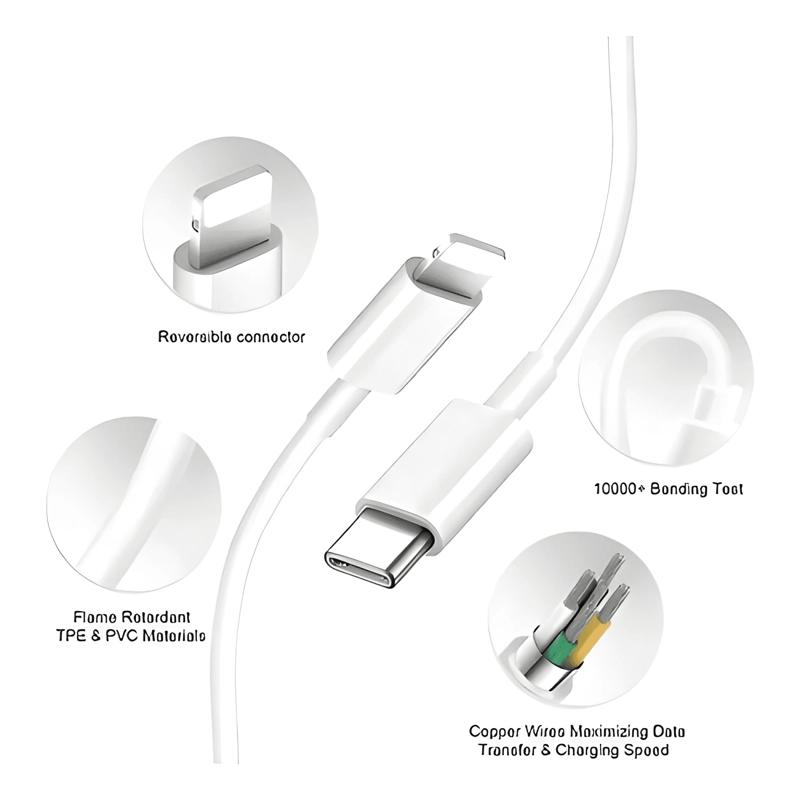 CABLE DE CARGA USB-C 1 METRO PARA IPHONE 11/12/13/14 BLANCO - 1