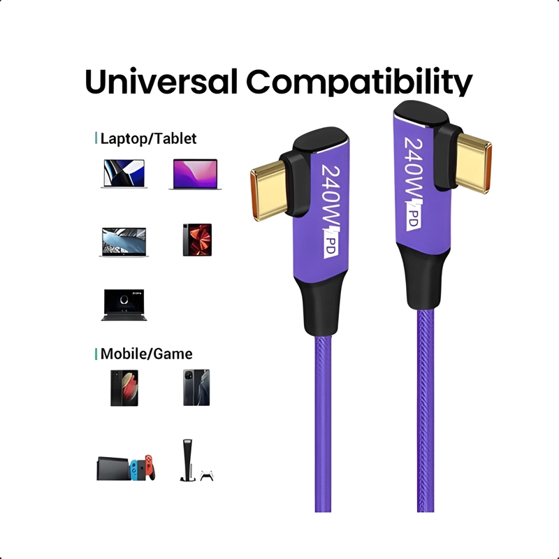 CABLE CARGA ULTRA RAPIDA REFORZADO USB C - C 240W MORADO - 2