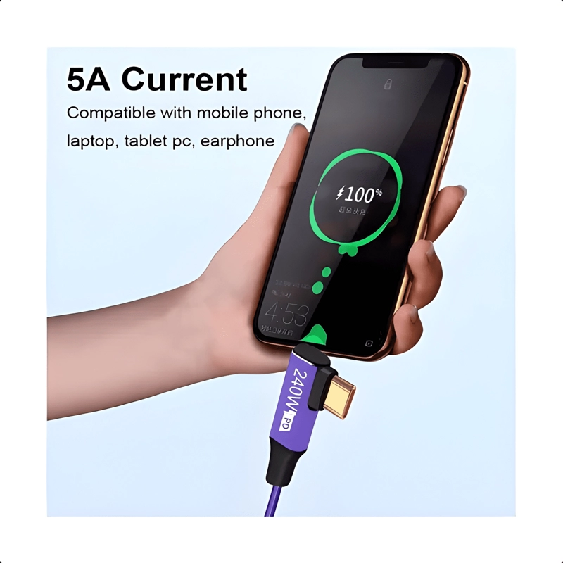 CABLE CARGA ULTRA RAPIDA REFORZADO USB C - C 240W MORADO - 3