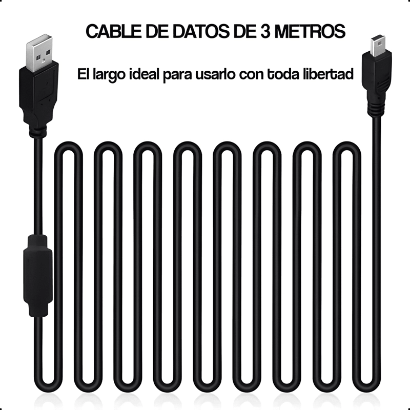 CABLE MINI USB V3 PARA PLAYSTATION 3 CARGA Y DATO - 2