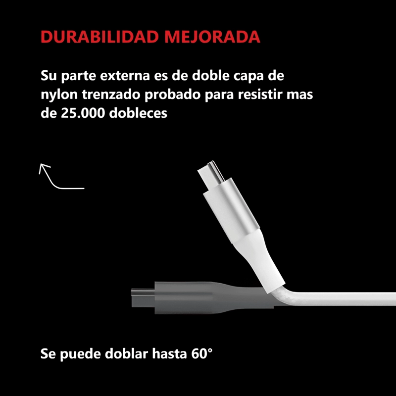 CABLE TIPO C A TIPO C CARGA RAPIDA NYLON TRENZADO 60W - 3