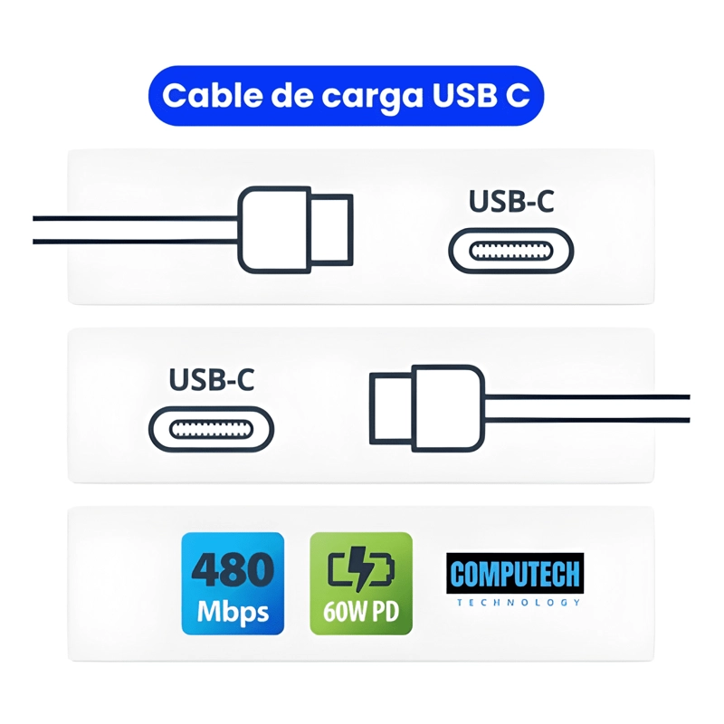 CABLE HOCO X51 DATA TIPO C A TIPO C 100W 1M BLANCO - 3