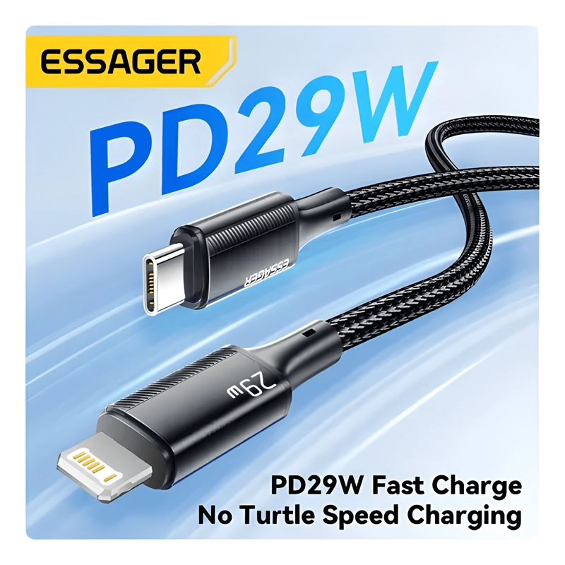 GENÉRICO CABLE USB-C PARA IPHONE 2M ACERO CONECTOR 8 PINES NEGRO