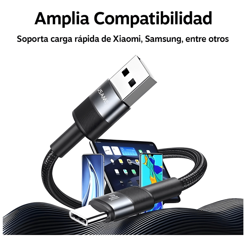 GENÉRICO CABLE USB TIPO C A USB 3A 18W LARGO 1,2 METROS NEGRO
