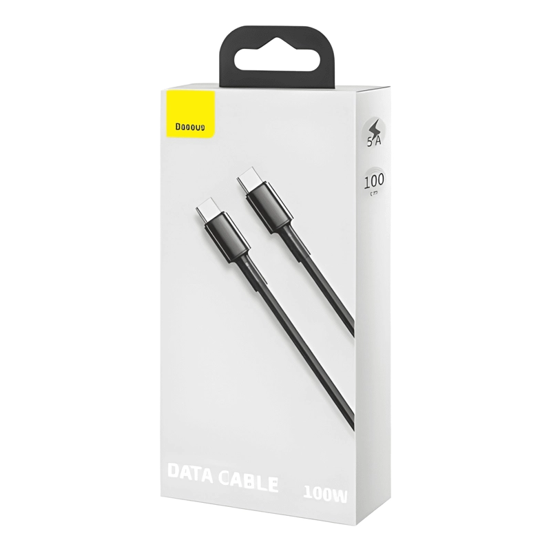 CABLE USB-C A USB-C REFORZADO - 100W CARGA RAPIDA 1M NEGRO - 3
