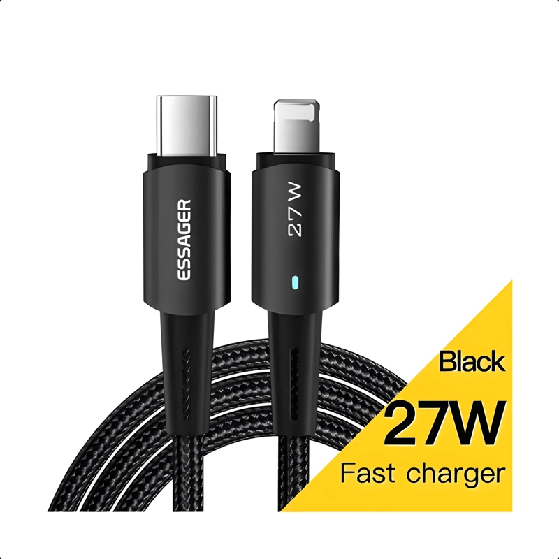 GENÉRICO CABLE CARGA RAPIDA REFORZADO 27W PARA IPHONE 14 13 12 - 2 M