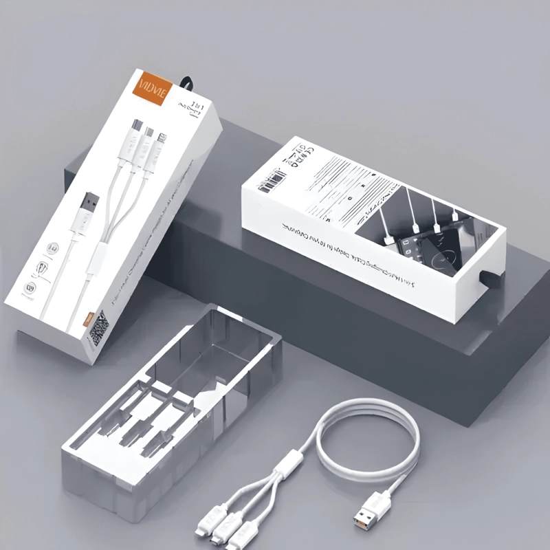 CABLE VIDVIE 3 EN 1 USB A MICRO USB, LIGHTNING BLANCO - 3