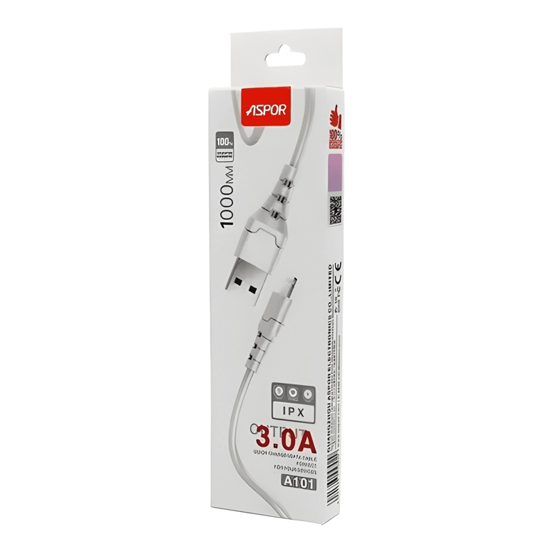 CABLE CARGA RAPIDA 3.0A ASPOR A101 COMPATIBLE CON LIGHTNING - 4