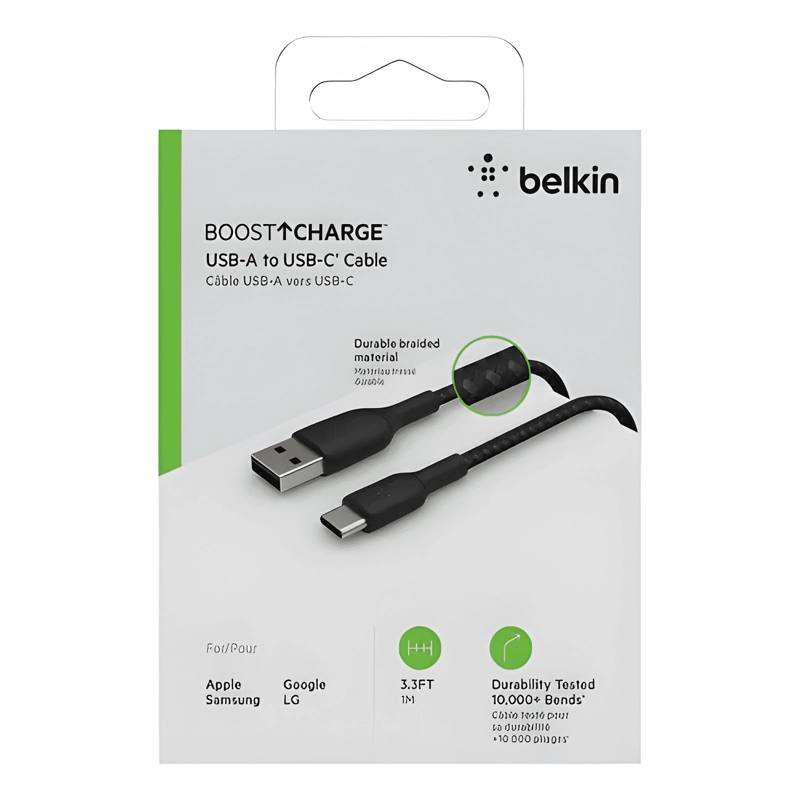 CABLE TRENZADO USB C A USB-A 1M NEGRO - 4