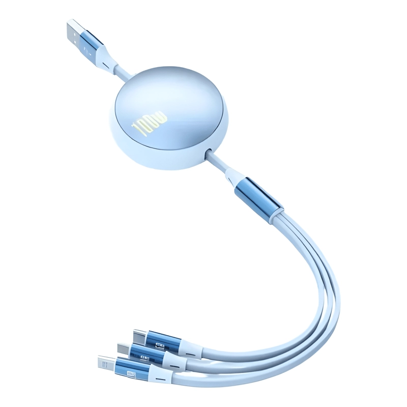 CABLE RETRACTIL 3EN1 CARGA RAPIDA TIPOC MICRO LIGHTNING 1.2M - 2