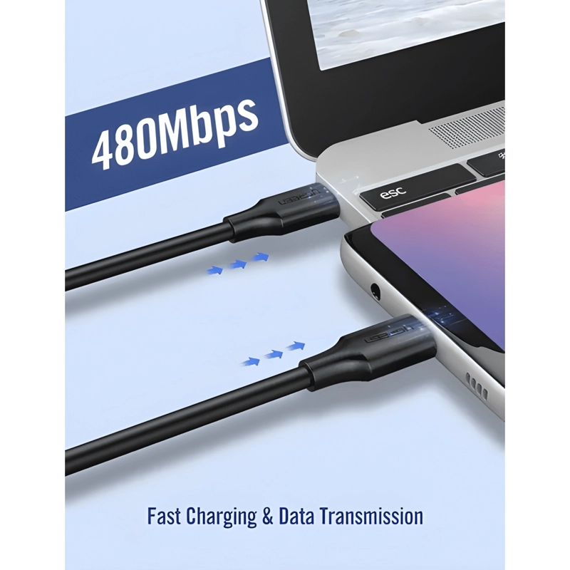 CABLE DE DATOS USB-C 2.0 A USB-C 2.0 3A 3M NEGRO - 3