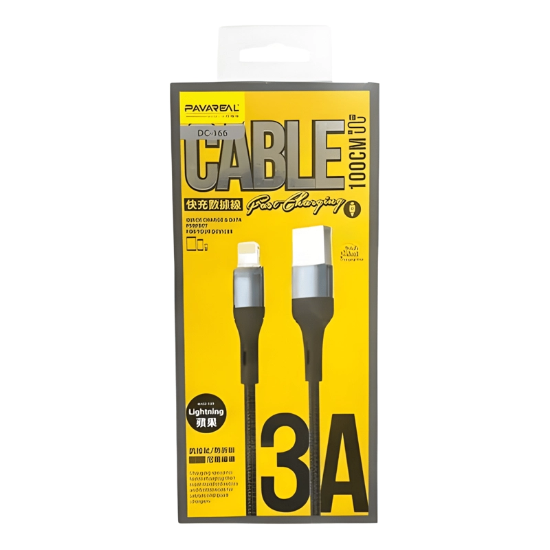 CABLE CARGA RAPIDA PAVAREAL USB A LIGHTNING 1M NEGRO - 1