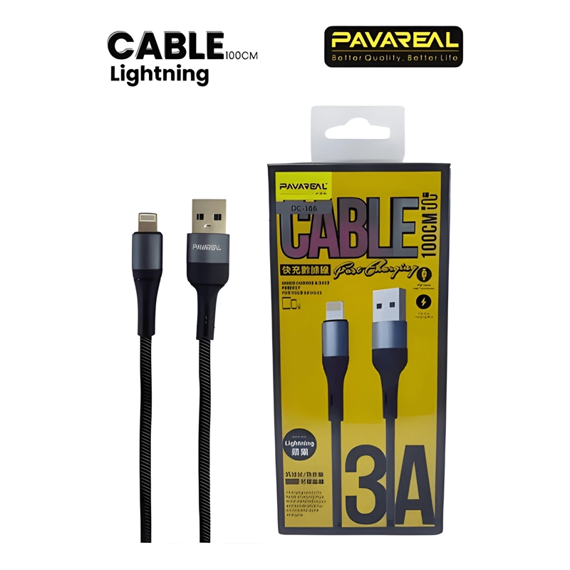 CABLE CARGA RAPIDA PAVAREAL USB A LIGHTNING 1M NEGRO - 2