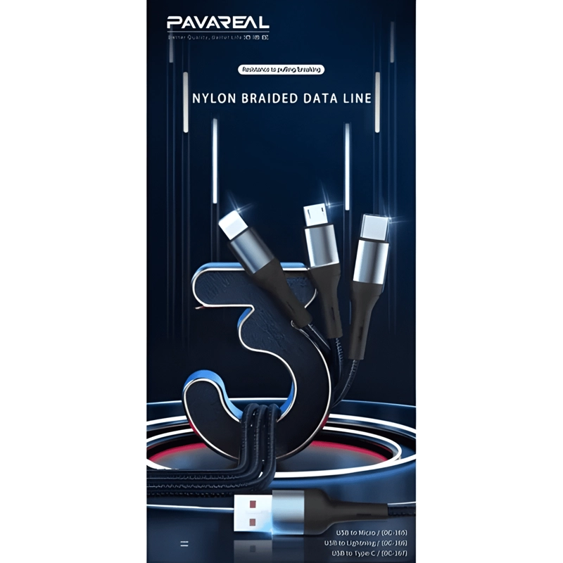 CABLE CARGA RAPIDA PAVAREAL USB A LIGHTNING 1M NEGRO - 3