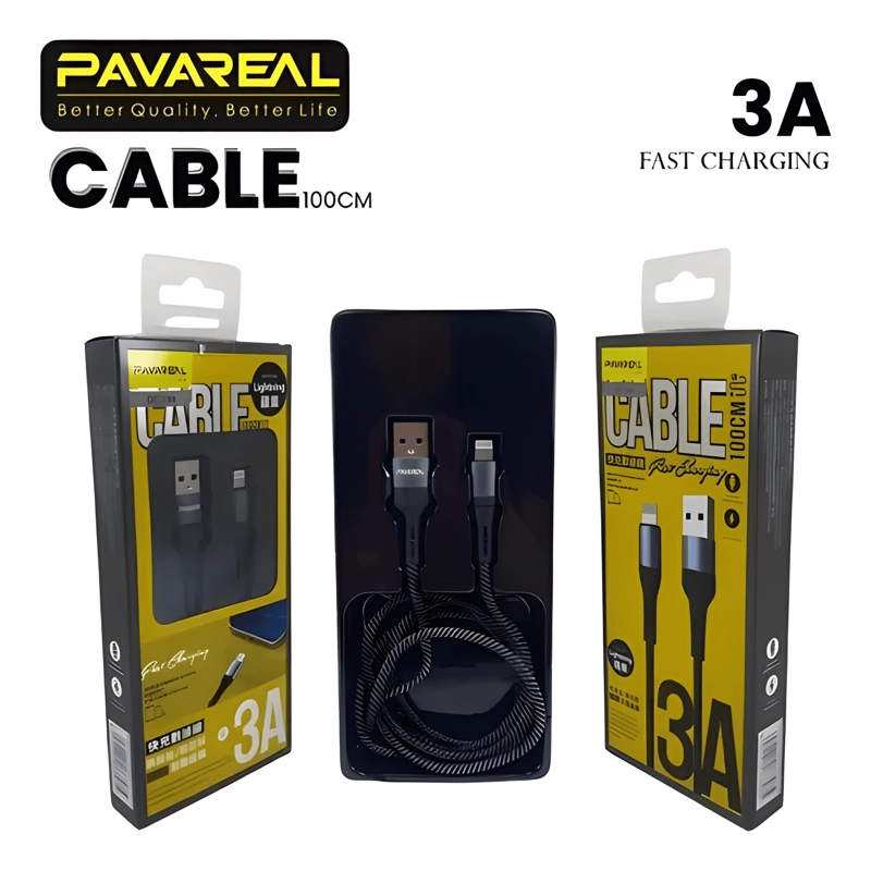 CABLE CARGA RAPIDA PAVAREAL USB A LIGHTNING 1M NEGRO - 4