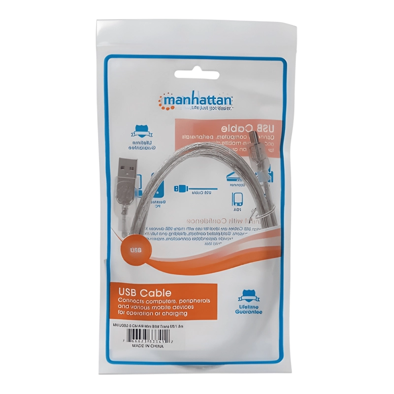 CABLE USB A MINI-USB MANHATTAN 1.8M PLATEADO - 2