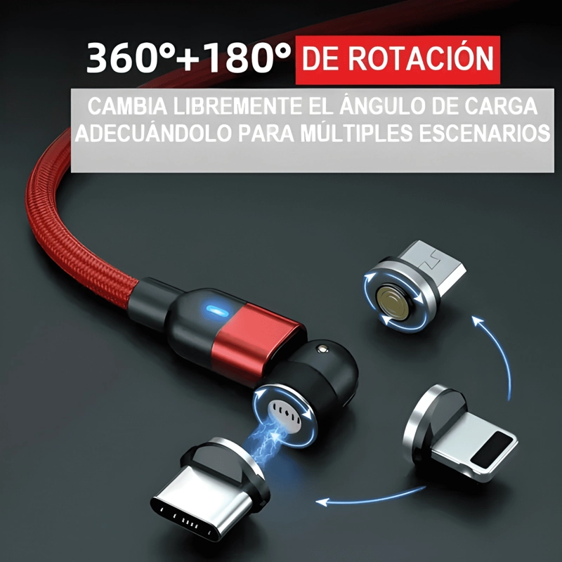 CABLE MAGNE TICO CARGA RAPIDA + TRANSMISION DE DATOS ROJO - 2